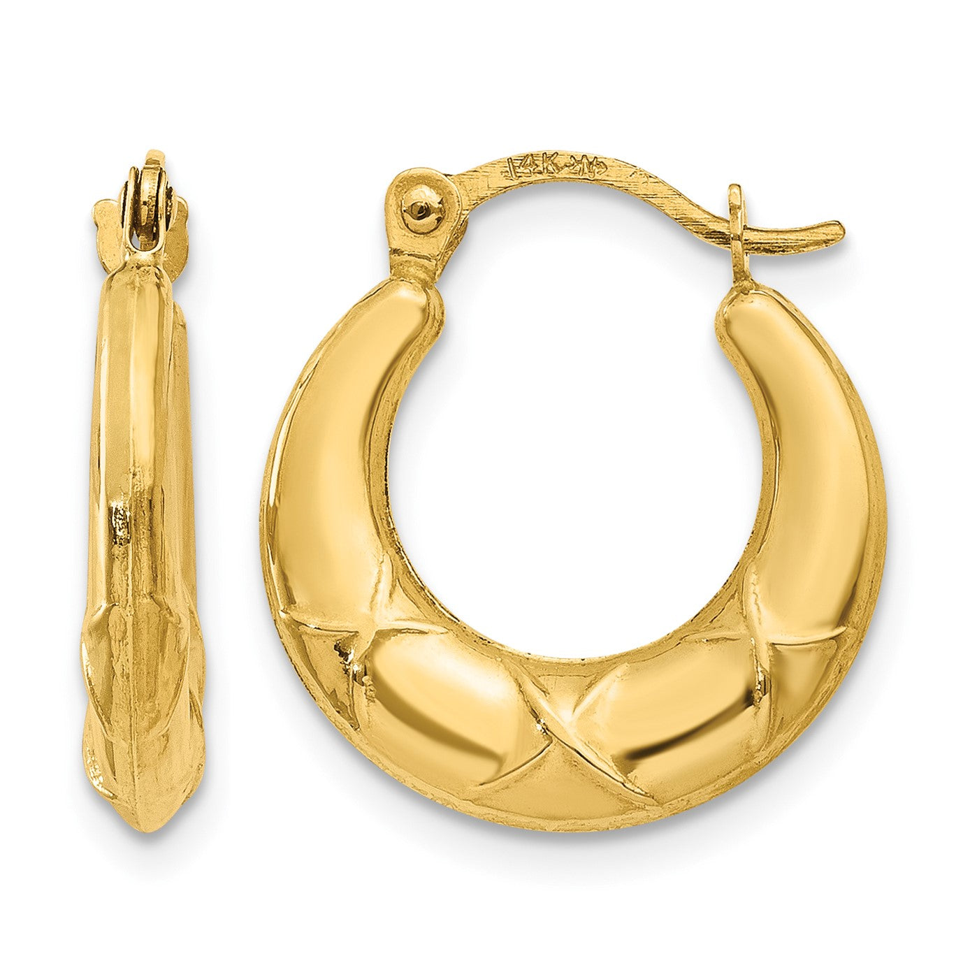 14K Hollow X Hoop Earrings