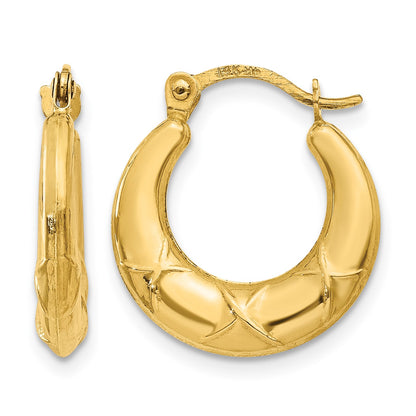 14K Hollow X Hoop Earrings