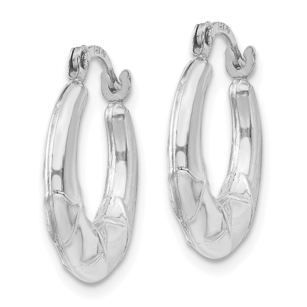 14K White Gold Hollow X Hoop Earrings