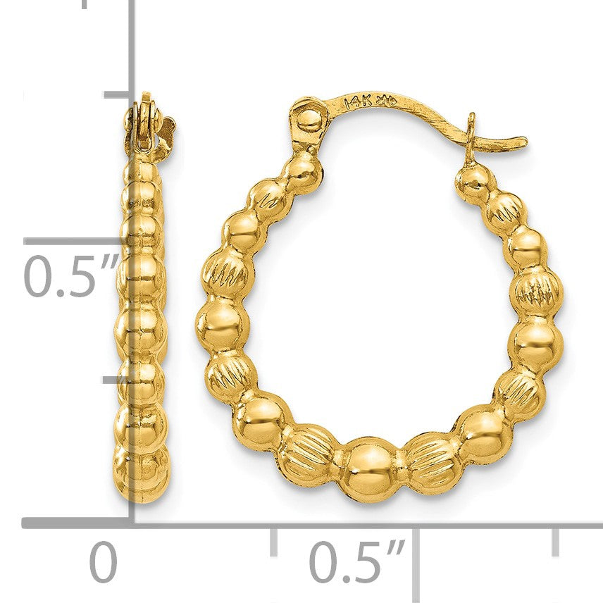 14K Beaded Hoop Earrings