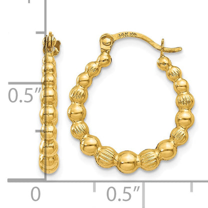 14K Beaded Hoop Earrings