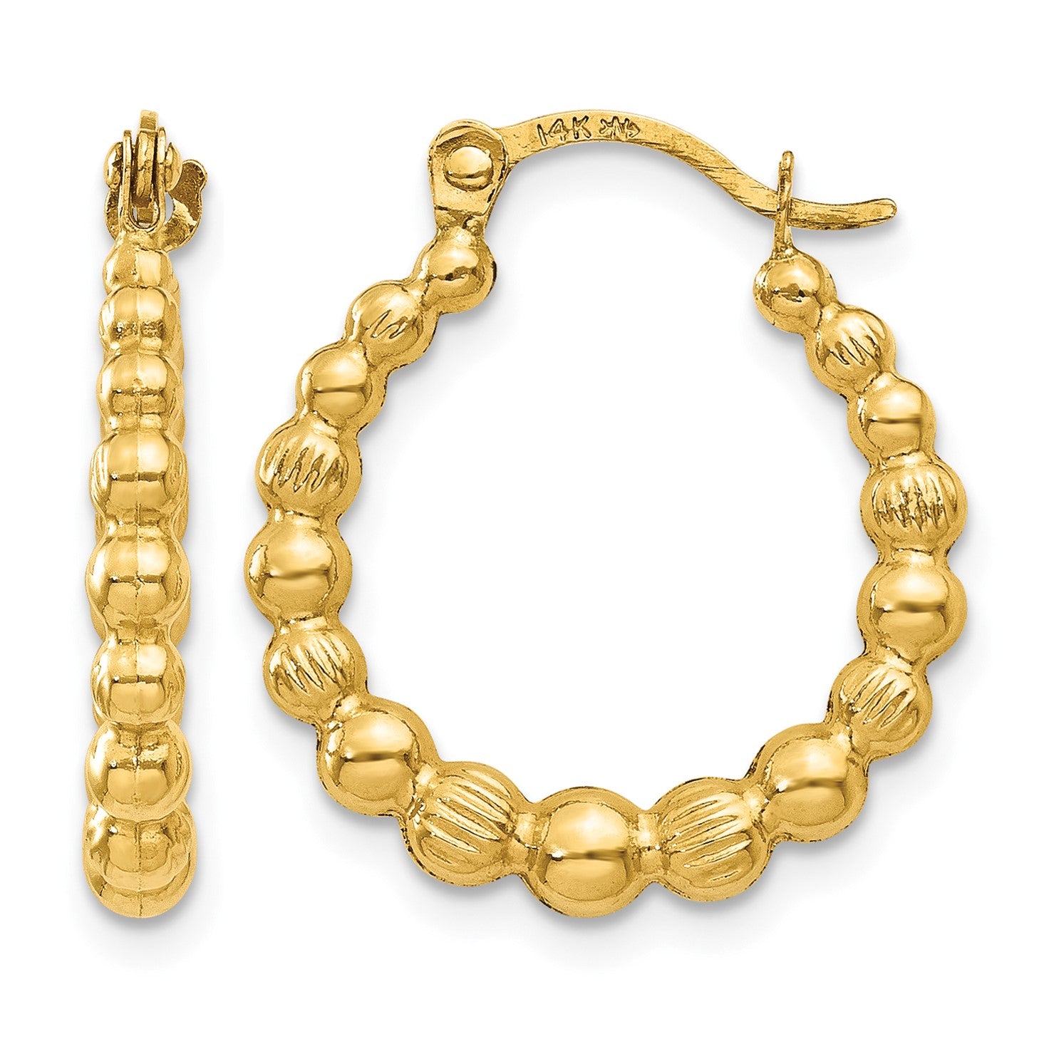 14K Beaded Hoop Earrings