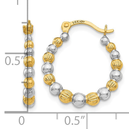14K & Rhodium Beaded Hoop Earrings
