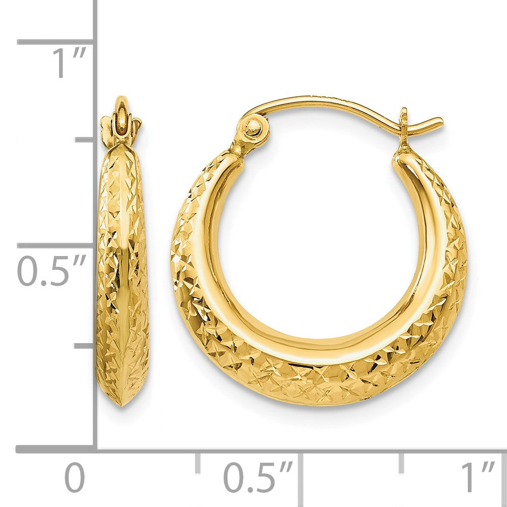 14K Textured Hollow Hoop Earrings