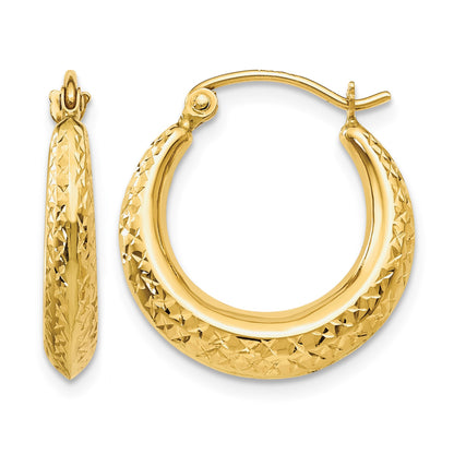 14K Textured Hollow Hoop Earrings