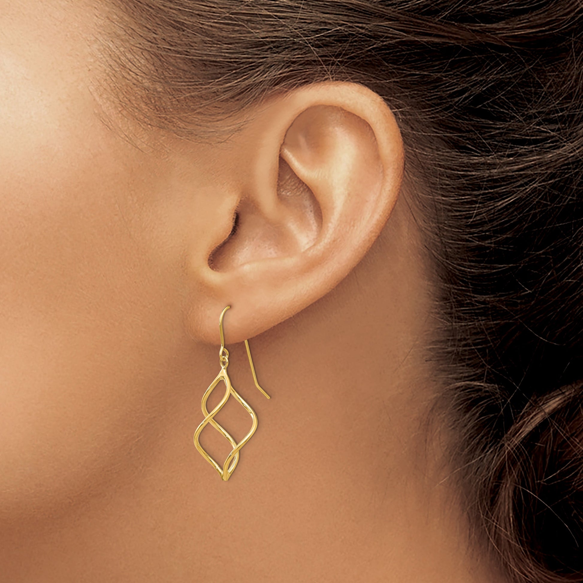 14k Polished Short Twisted Dangle Earrings