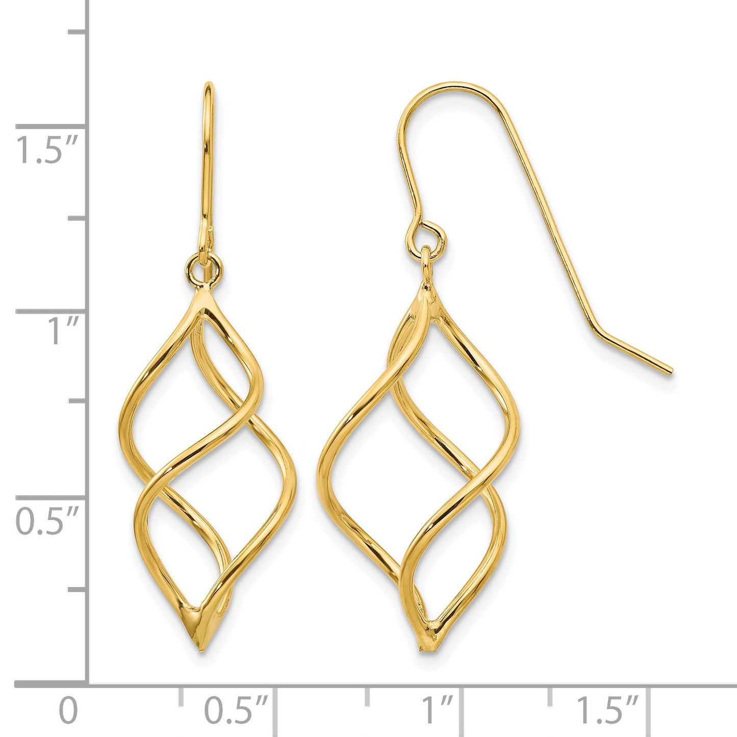 14k Polished Short Twisted Dangle Earrings
