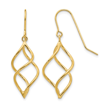 14k Polished Short Twisted Dangle Earrings