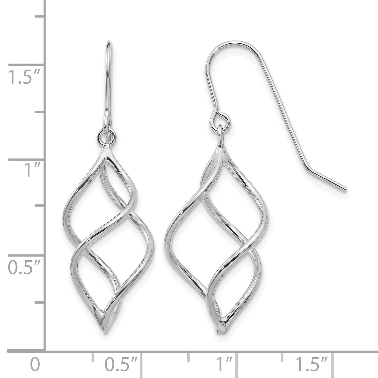14k White Gold Polished Short Twisted Dangle Earrings