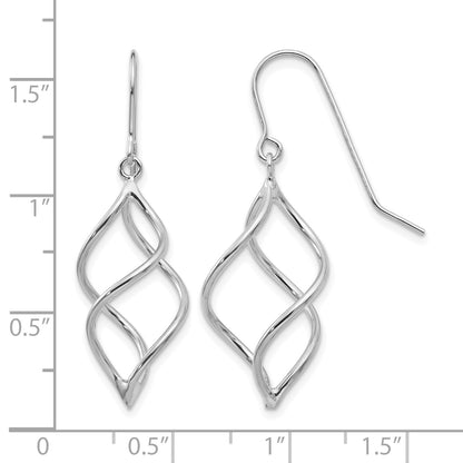 14k White Gold Polished Short Twisted Dangle Earrings