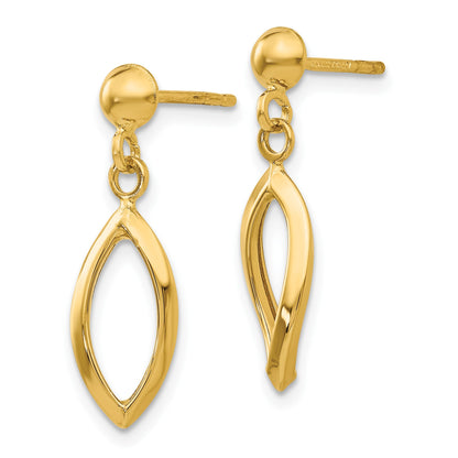 14k Twisted Oval Dangle Post Earrings