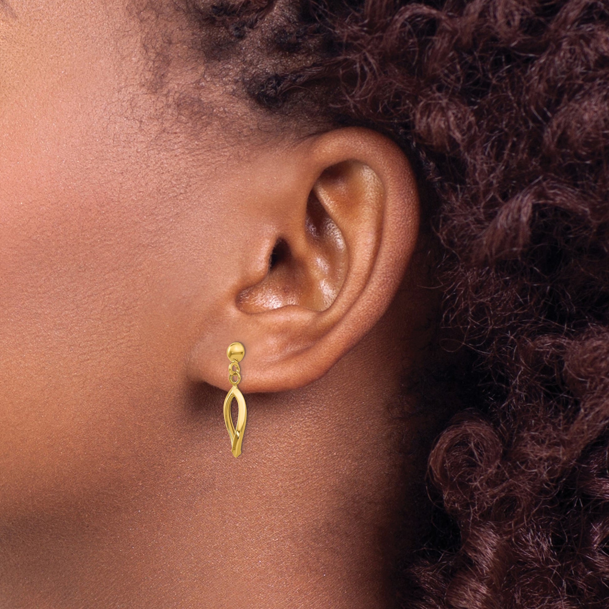 14k Twisted Oval Dangle Post Earrings