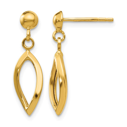 14k Twisted Oval Dangle Post Earrings