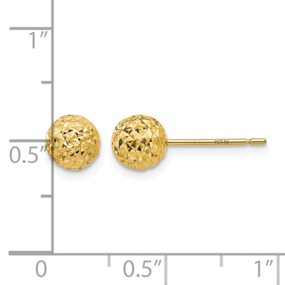 14K 6mm Diamond-cut Puffed Ball Post Earrings