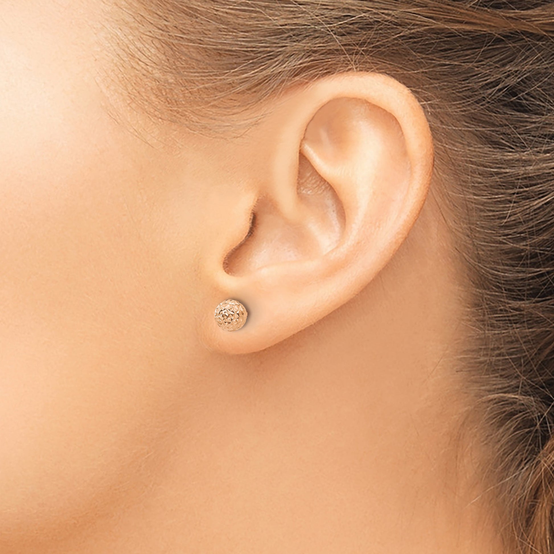 14K Rose Gold 6mm Diamond-cut Puffed Ball Post Earrings