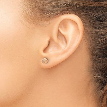 14K Rose Gold 6mm Diamond-cut Puffed Ball Post Earrings
