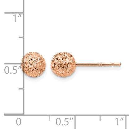 14K Rose Gold 6mm Diamond-cut Puffed Ball Post Earrings