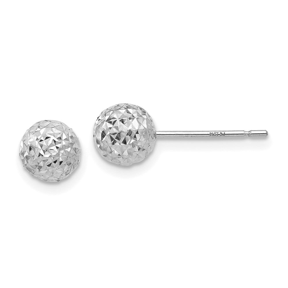 14K White Gold 6mm Ball Post Earrings