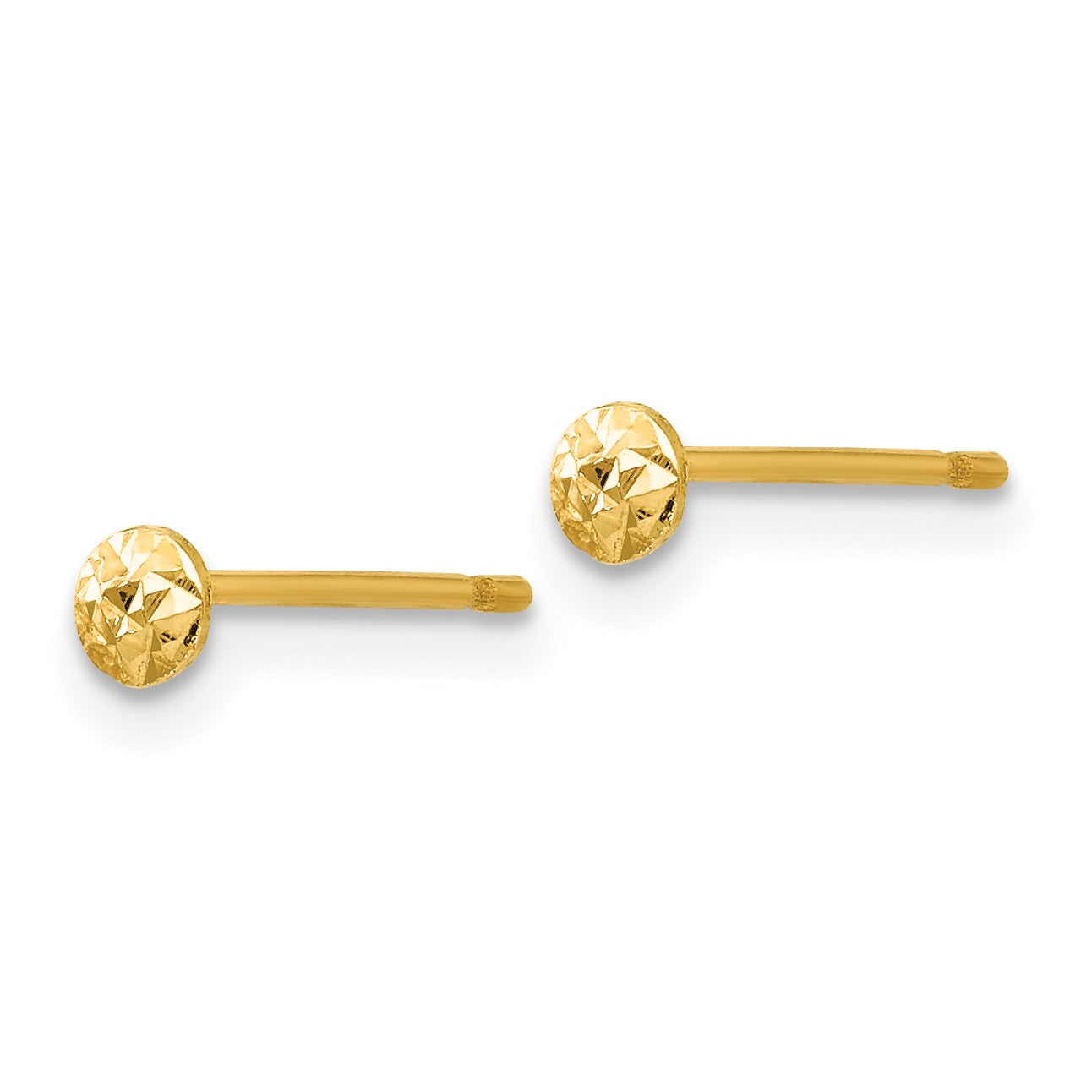 14K 3mm Textured Puffed Round Button Post Earrings