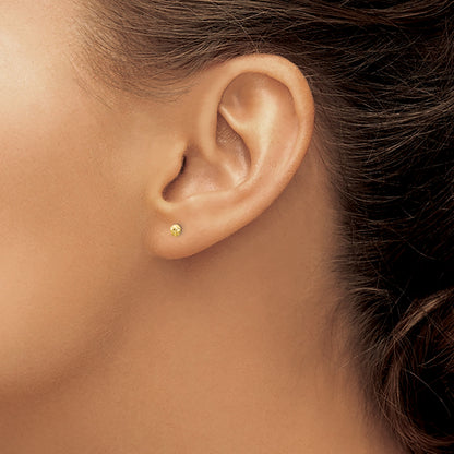 14K 3mm Textured Puffed Round Button Post Earrings