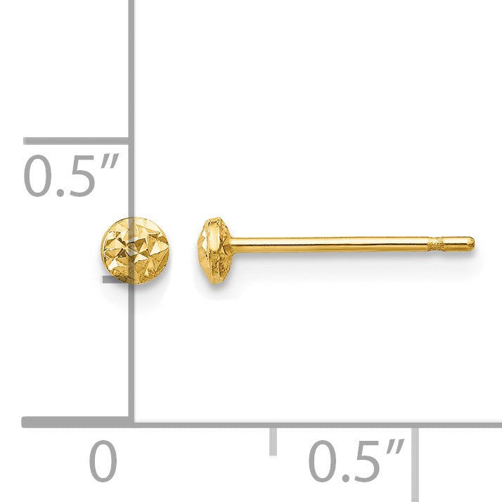 14K 3mm Textured Puffed Round Button Post Earrings