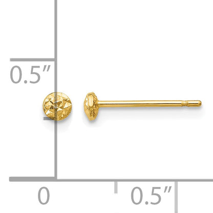 14K 3mm Textured Puffed Round Button Post Earrings