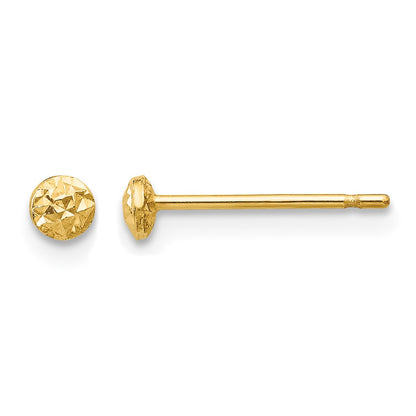 14K 3mm Textured Puffed Round Button Post Earrings