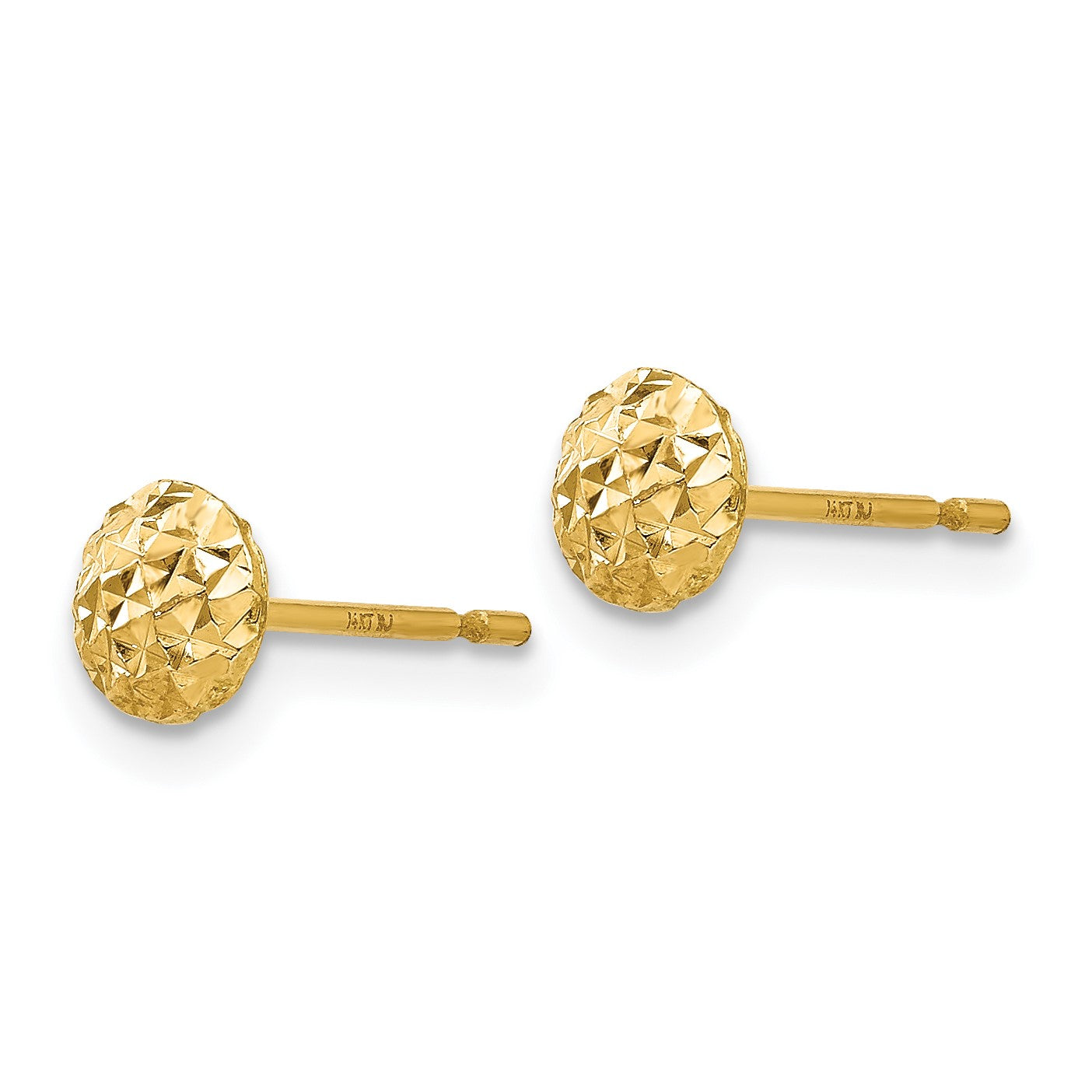 14K 5mm Textured Puffed Round Button Post Earrings