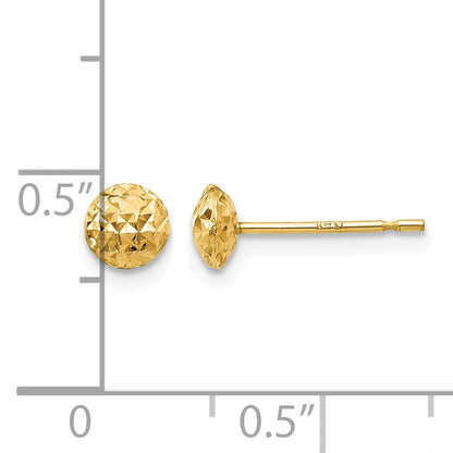 14K 5mm Textured Puffed Round Button Post Earrings