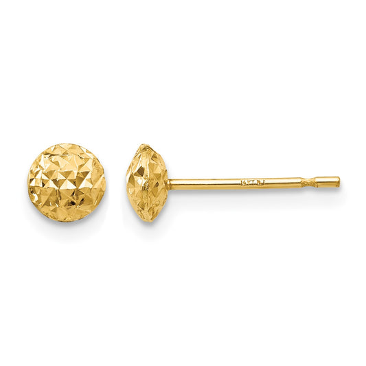 14K 5mm Textured Puffed Round Button Post Earrings