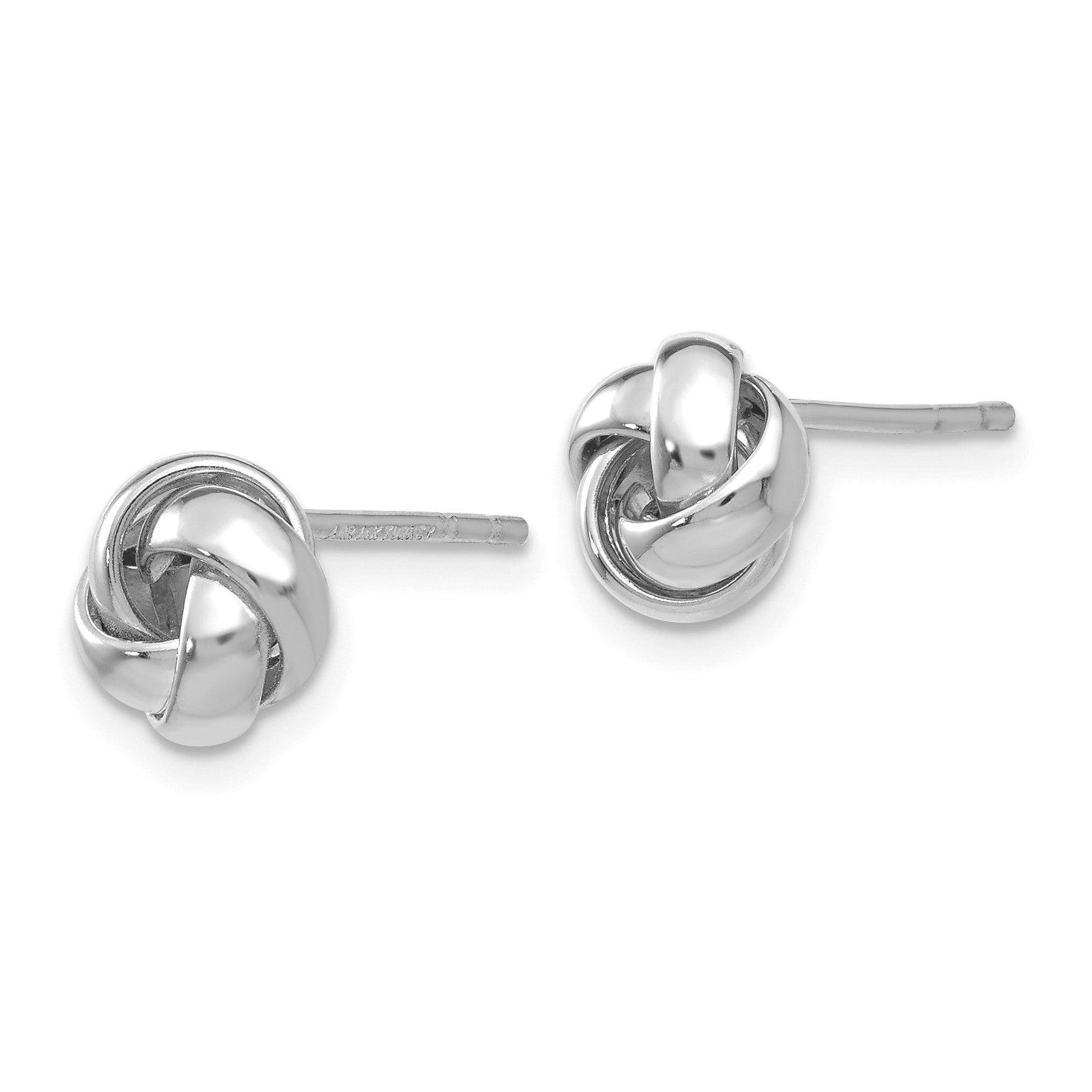 14k White Gold 8mm Polished Knot Post Earrings