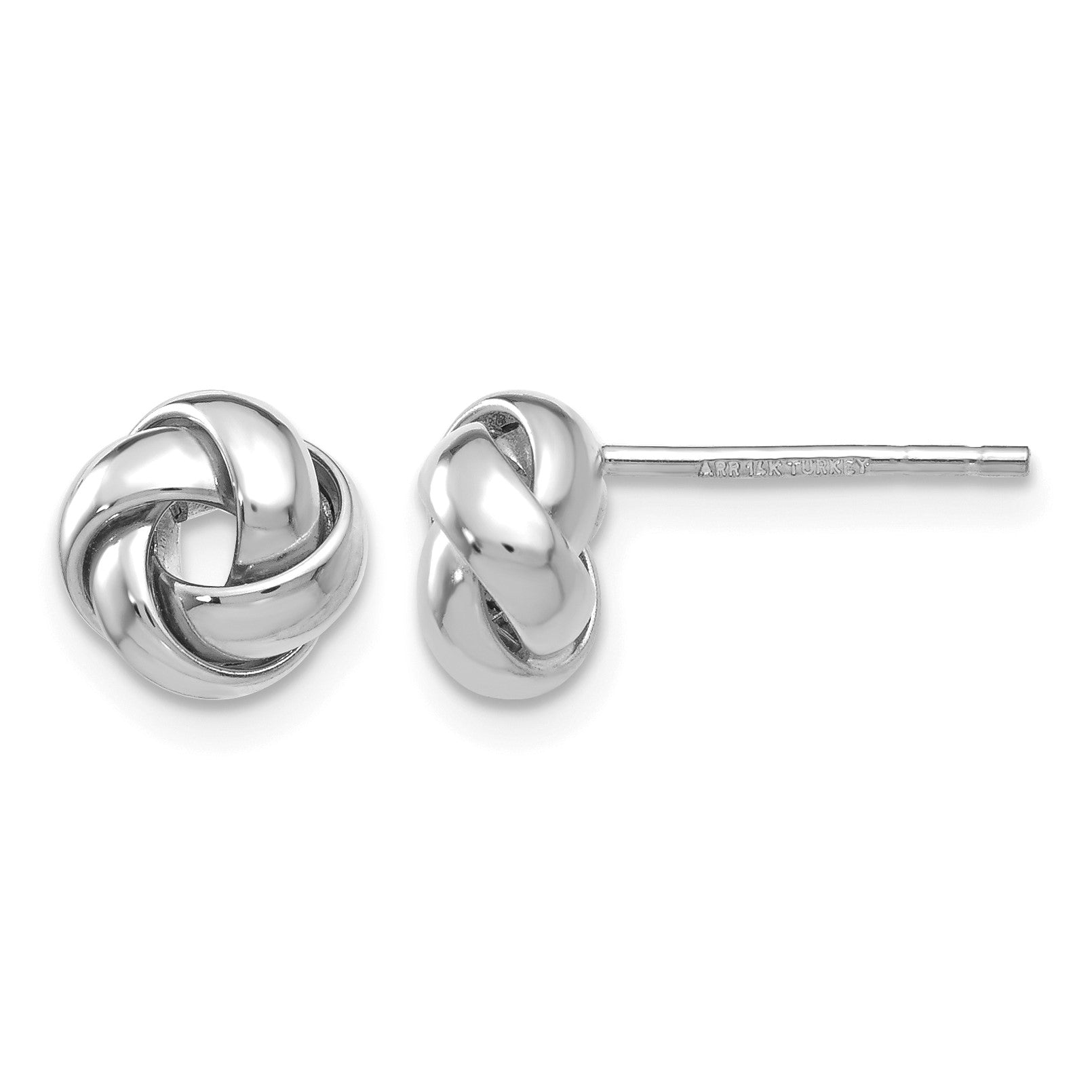 14k White Gold 8mm Polished Knot Post Earrings