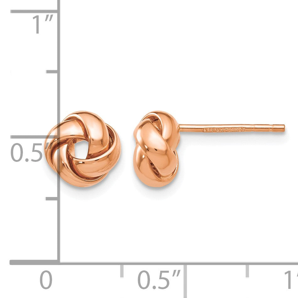 14k Rose Gold 8mm Polished Love Knot Post Earrings