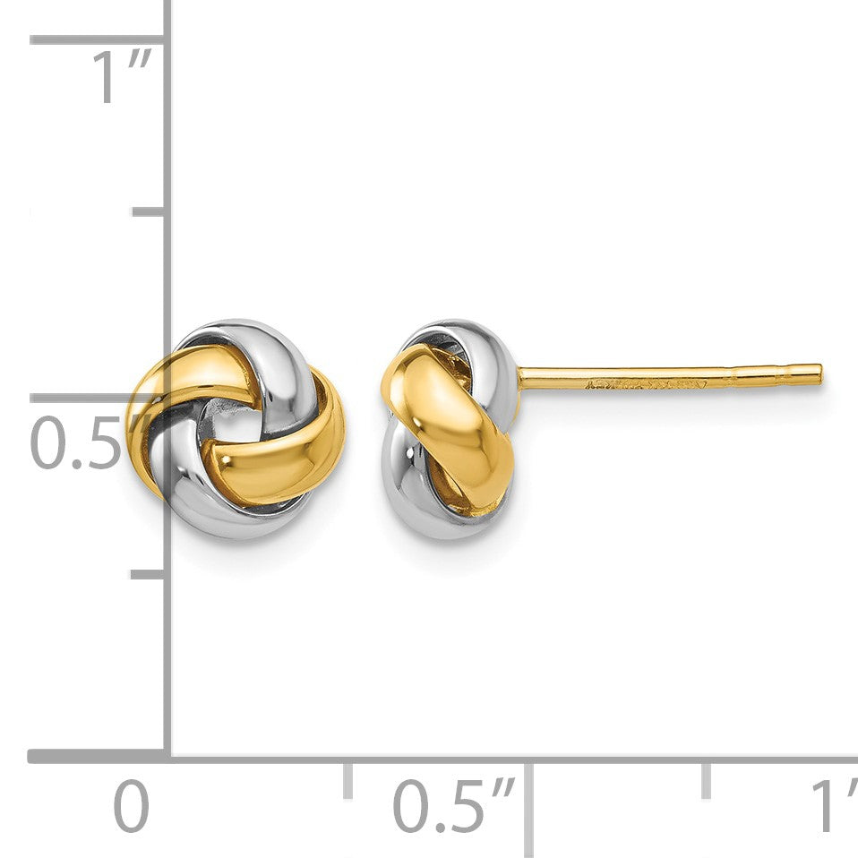 14k Two-tone 8mm Polished Love Knot Post Earrings
