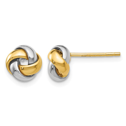 14k Two-tone 8mm Polished Love Knot Post Earrings