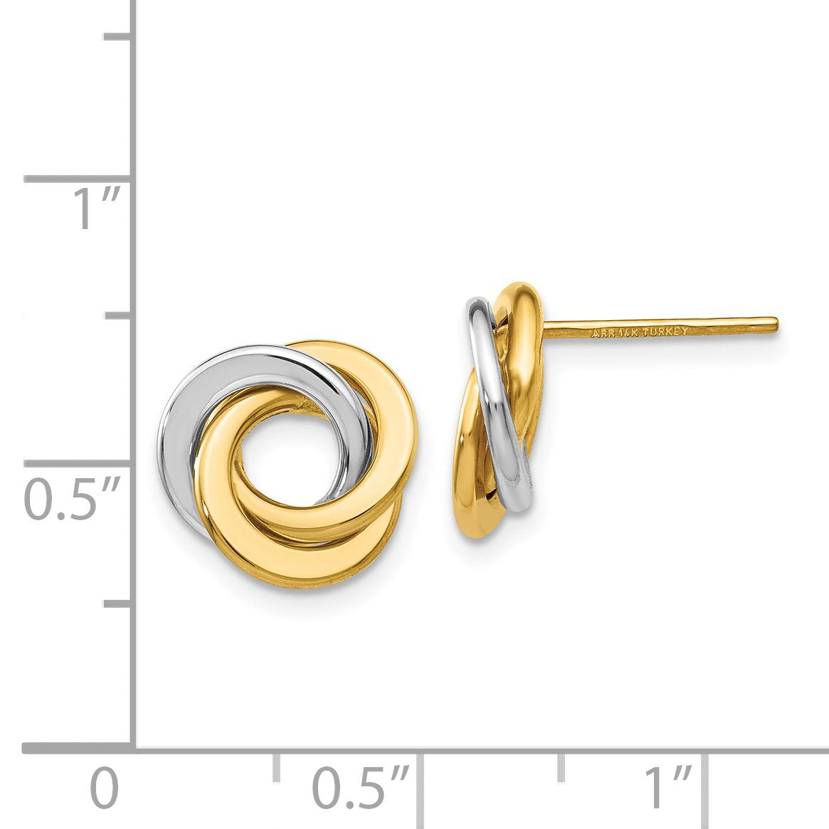 14k Two-tone 11mm Polished Intertwined Circles Love Knot Post Earrings