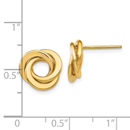 14K 11mm Polished Intertwined Circles Love Knot Post Earrings