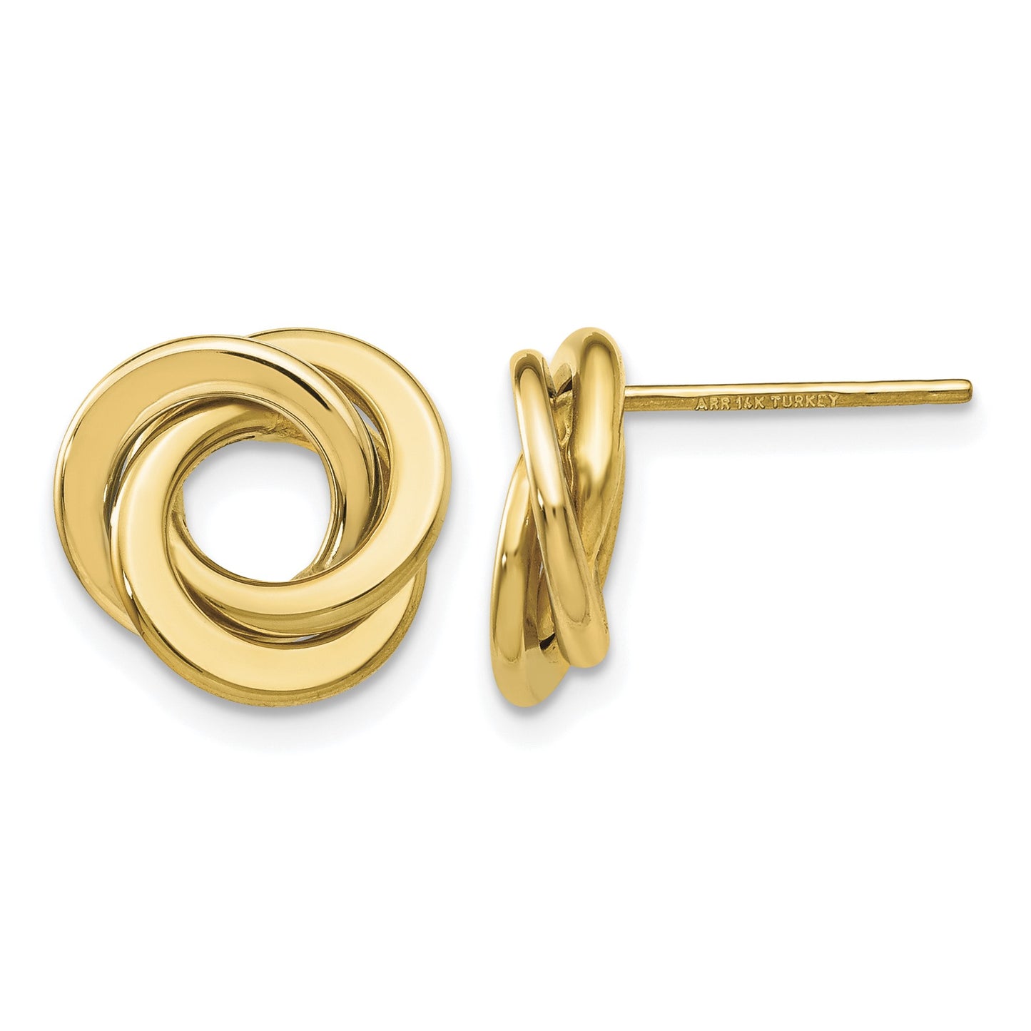 14K 11mm Polished Intertwined Circles Love Knot Post Earrings