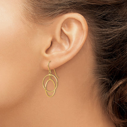 14k Polished Circles Dangle French Hook Earrings