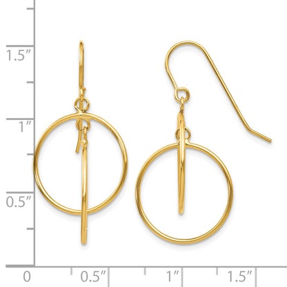 14k Polished Circles Dangle French Hook Earrings