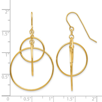 14k Polished Circles Dangle French Hook Earrings