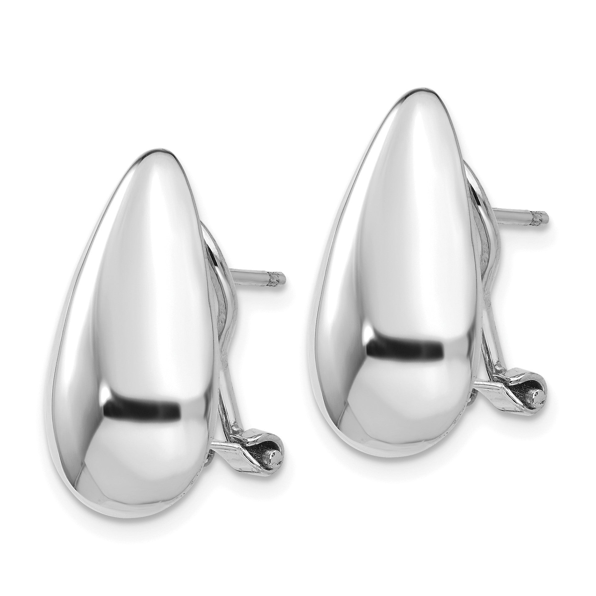 14k White Gold 10x20mm Polished Teardrop Omega Back Post Earrings