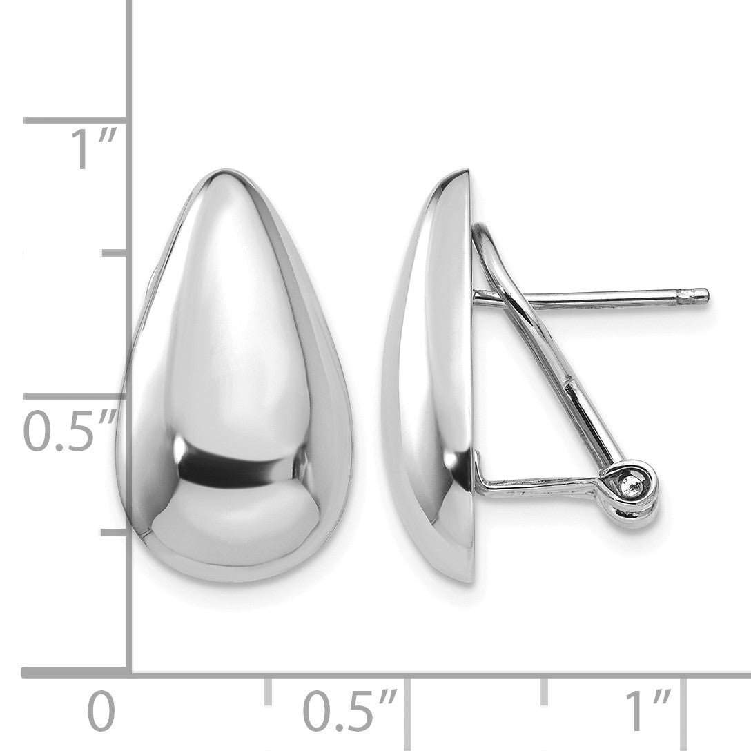 14k White Gold 10x20mm Polished Teardrop Omega Back Post Earrings