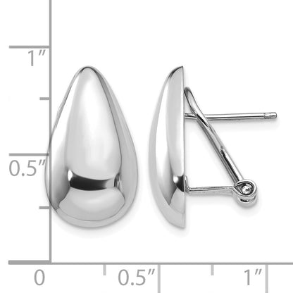 14k White Gold 10x20mm Polished Teardrop Omega Back Post Earrings