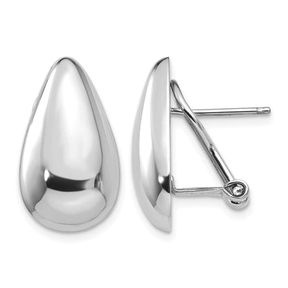 14k White Gold 10x20mm Polished Teardrop Omega Back Post Earrings