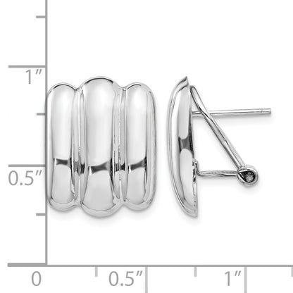14k White Gold 15x19mm Polished Ribbed Fancy Omega Back Post Earrings