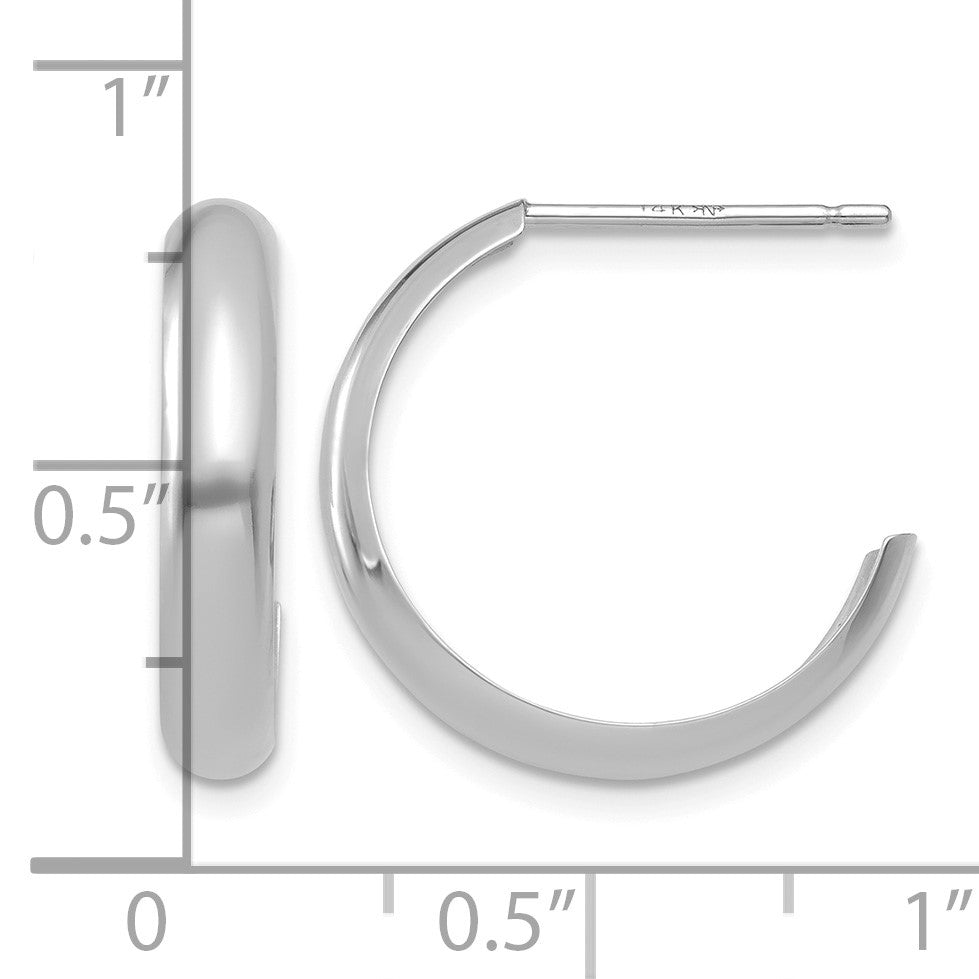 14k White Gold 3.5x17mm Polished J-Hoop Post Earrings