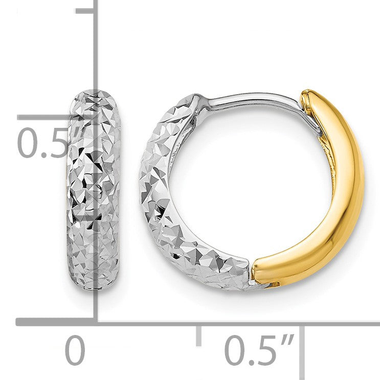 14k Two-tone Diamond-cut Hoop Earrings