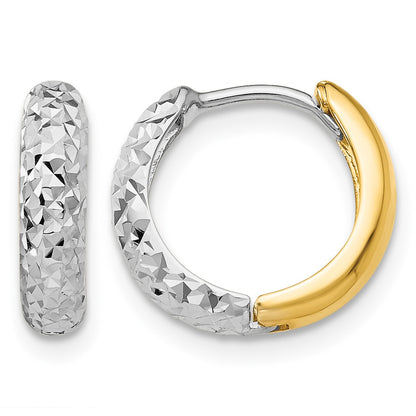 14k Two-tone Diamond-cut Hoop Earrings