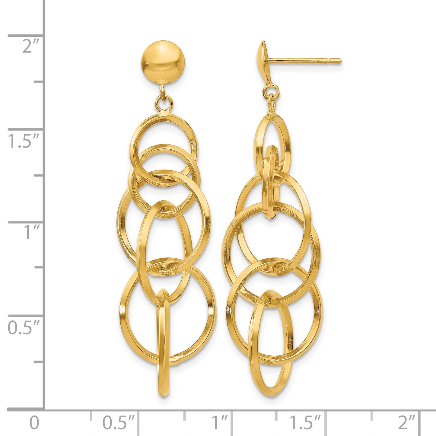 14k Intertwined Circles Drop Post Earrings